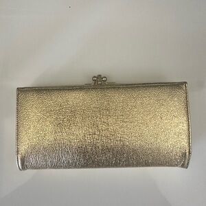 BARONET VINTAGE GOLD FOIL KISS LOCK WALLET CLUTCH